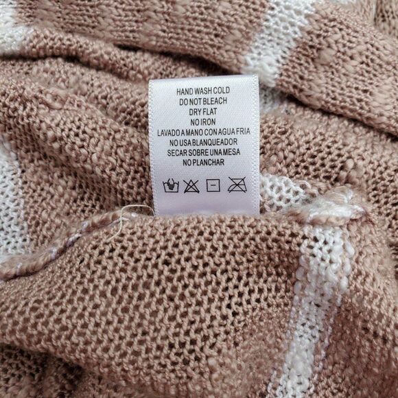 Love Tree Womens Sz Large Long Cardigan Dusty Rose White Stripes - Picture 6 of 8